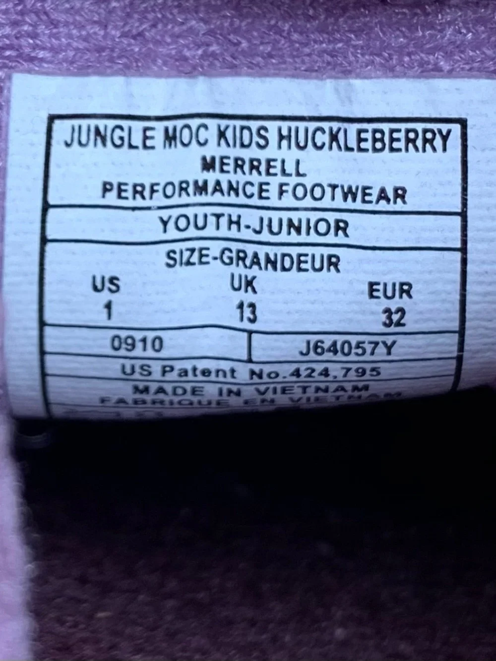 Merrell Kid’s Moccasin Slip On Outdoor Shoes Size 1